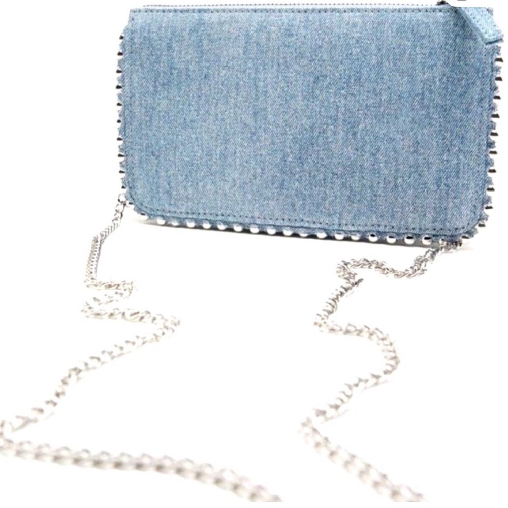 Zara Blue Denim Crossbody Bag with Chain